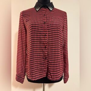 EUC D-Signed Disney Red and Black Long Sleeve Button Down size XL